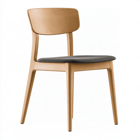 Chaise de salle à manger 50 x 54 x 78 cm en bois naturel avec assise noire rembourrée style scandinave